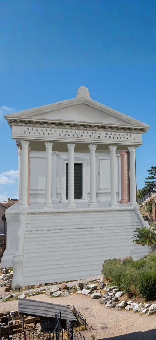AR reconstruction of the Temple of Saturn inside the app